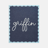 Subtly Scalloped Custom Blanket - Navy/Blue