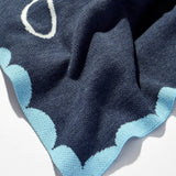 Subtly Scalloped Custom Blanket - Navy/Blue