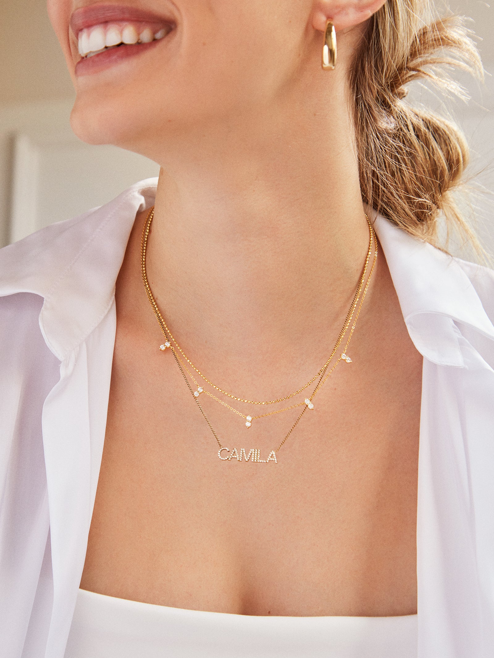 18K Gold Custom Nameplate Necklace Block