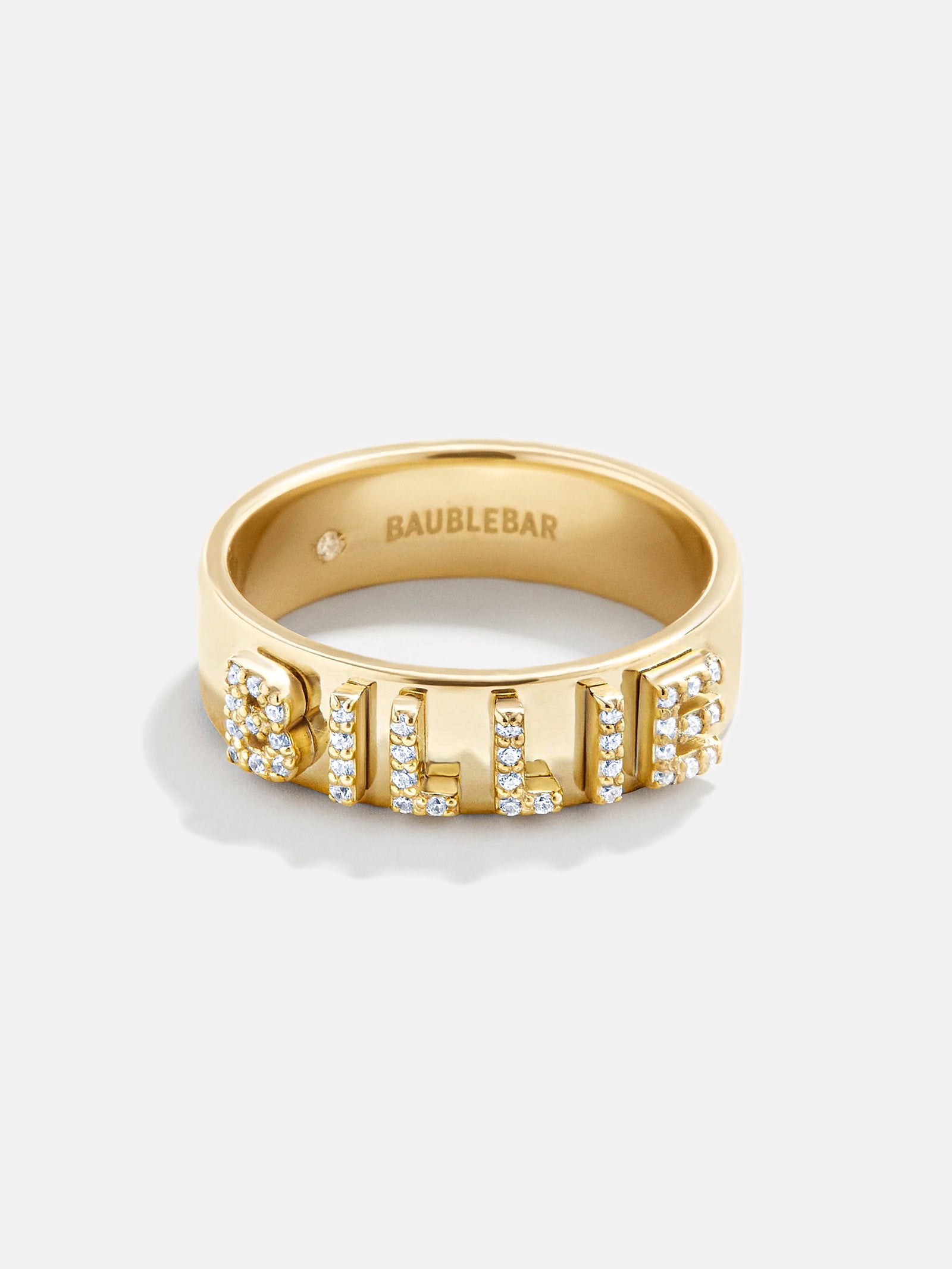 18K Gold Custom Block Ring - 18K Gold. Pavé Cubic Zirconia Stones