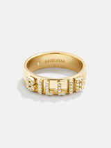 BaubleBar 18K Gold Custom Block Ring - 18K Gold. Pavé Cubic Zirconia Stones - 
    18K gold plated sterling silver Cubic Zirconia
  

