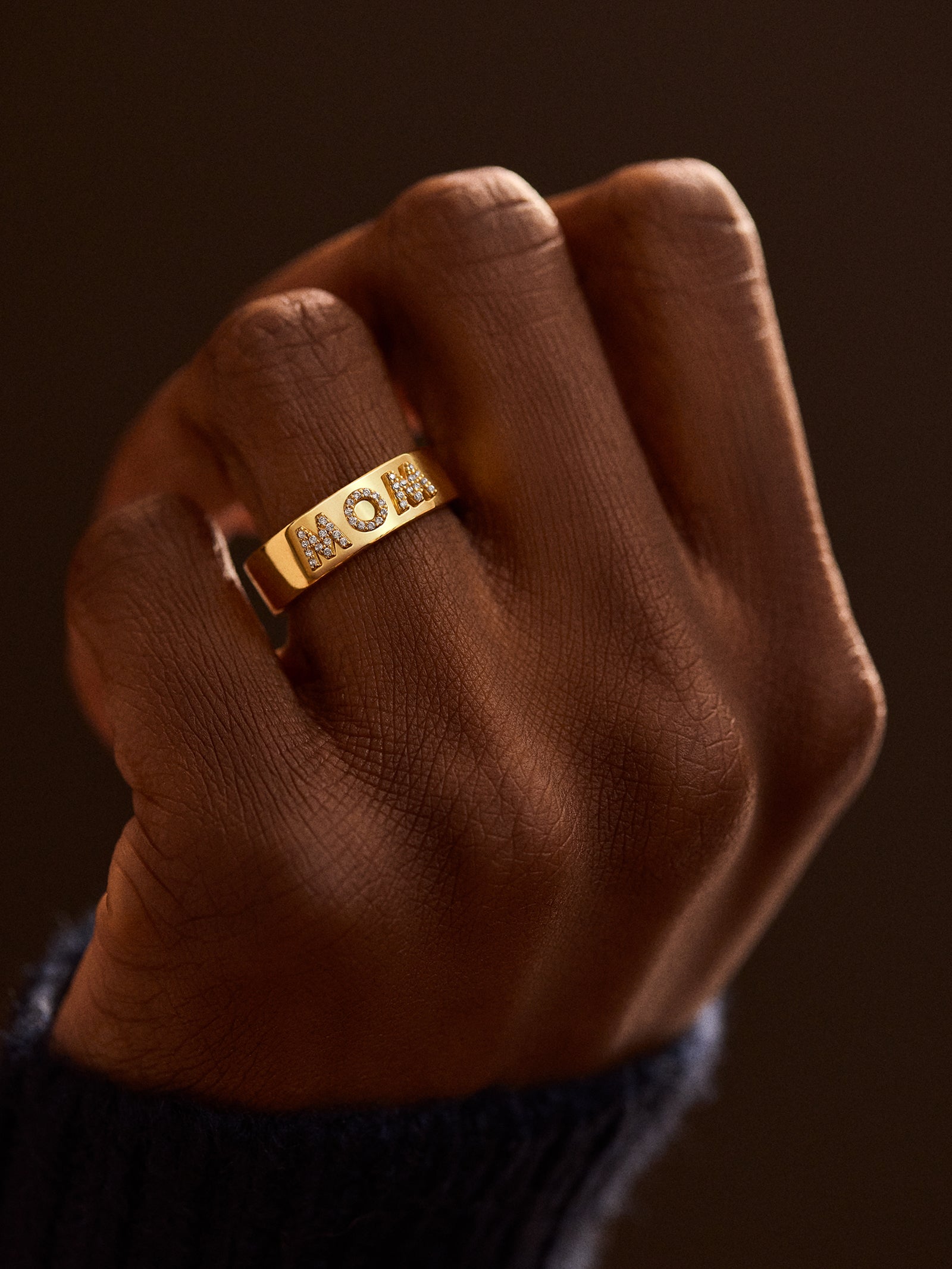 18K Gold Custom Block Ring - 18K Gold. Pavé Cubic Zirconia Stones ...