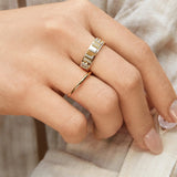 Sterling Silver Custom Block Ring - Sterling Silver. Pavé Cubic Zirconia Stones