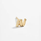 Single 14K Gold Double Initial Earring - Gold