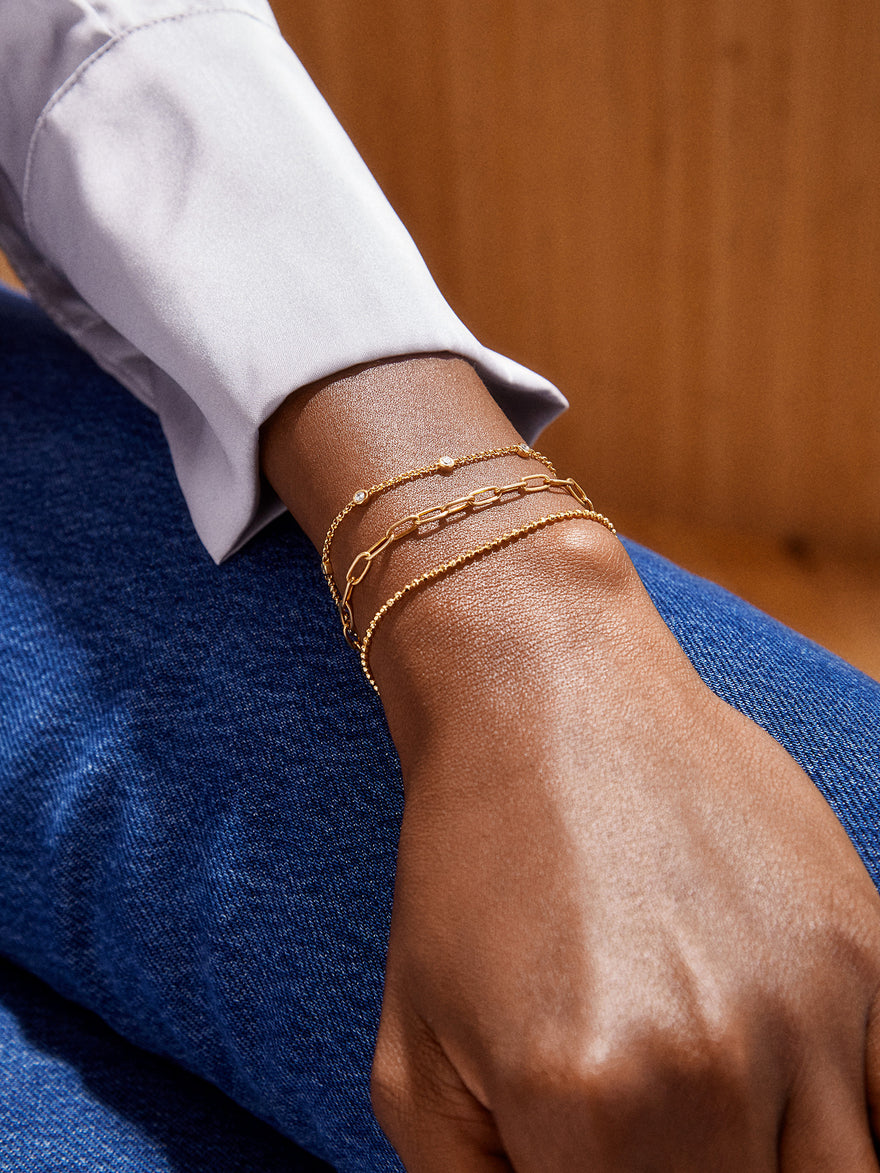 Yasmine 18K Gold Vermeil Birthstone Bracelet - Crystal