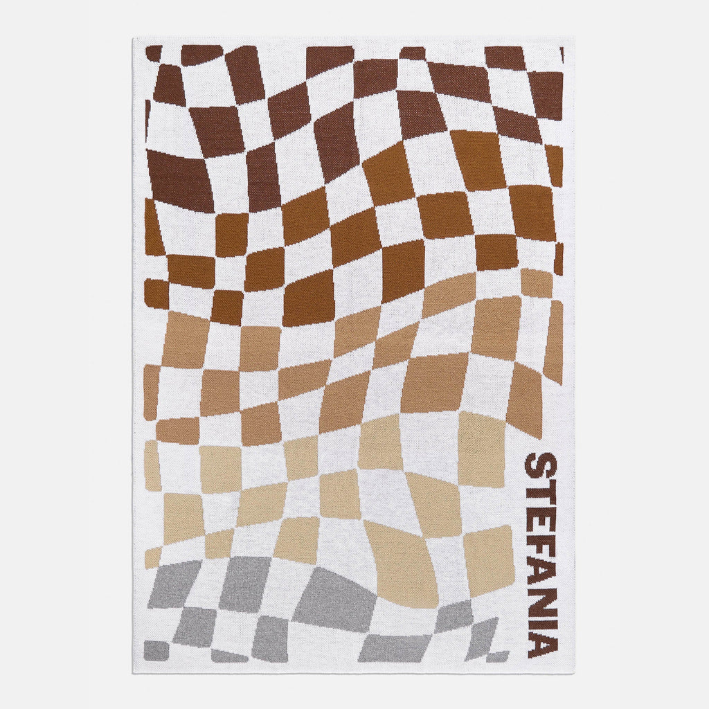 3D Check Custom Blanket White Brown