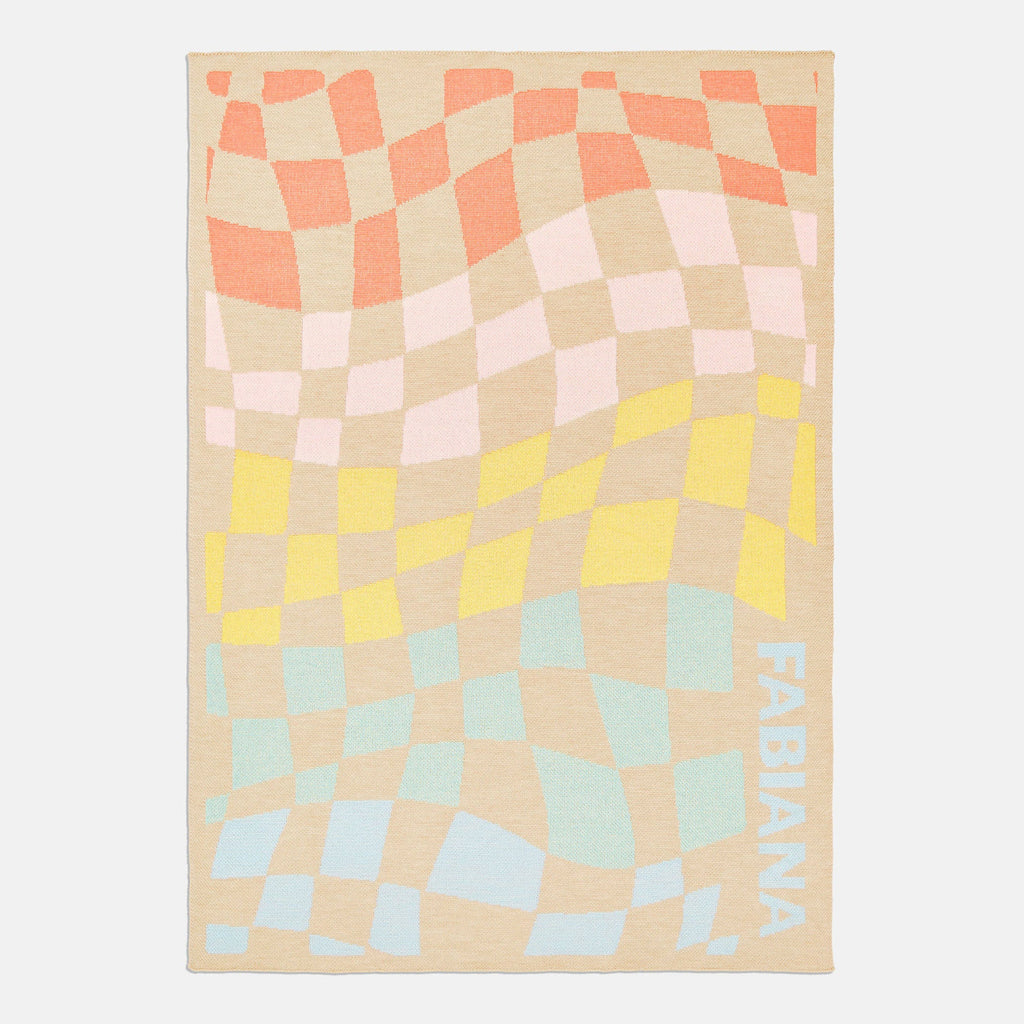 3D Check Custom Blanket Beige Multi