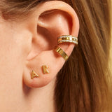 Single 14K Solid Gold Initial Earring - Gold
