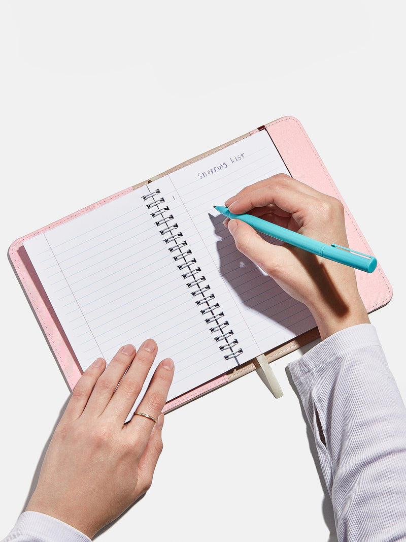 BaubleBar Custom Notebook - Tan/Pink - Custom, vegan leather notebook