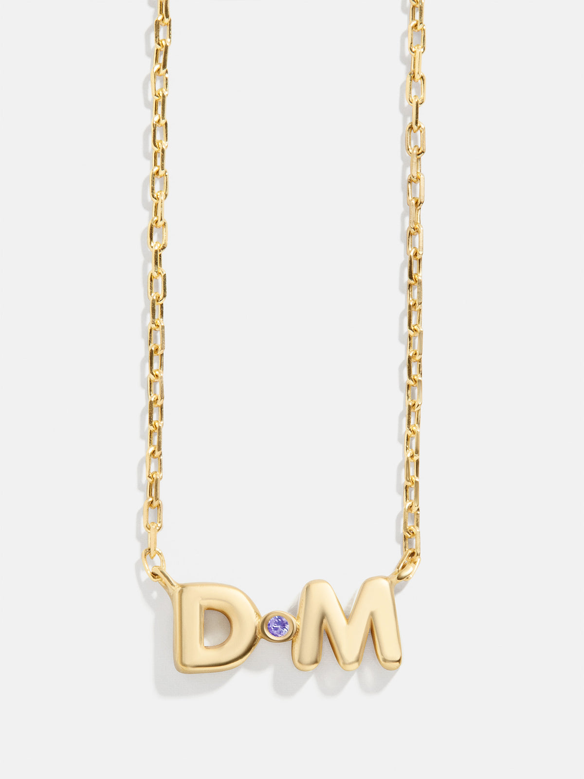 18K Gold Vermeil Double Initial Birthstone Custom Necklace - Light Amethyst