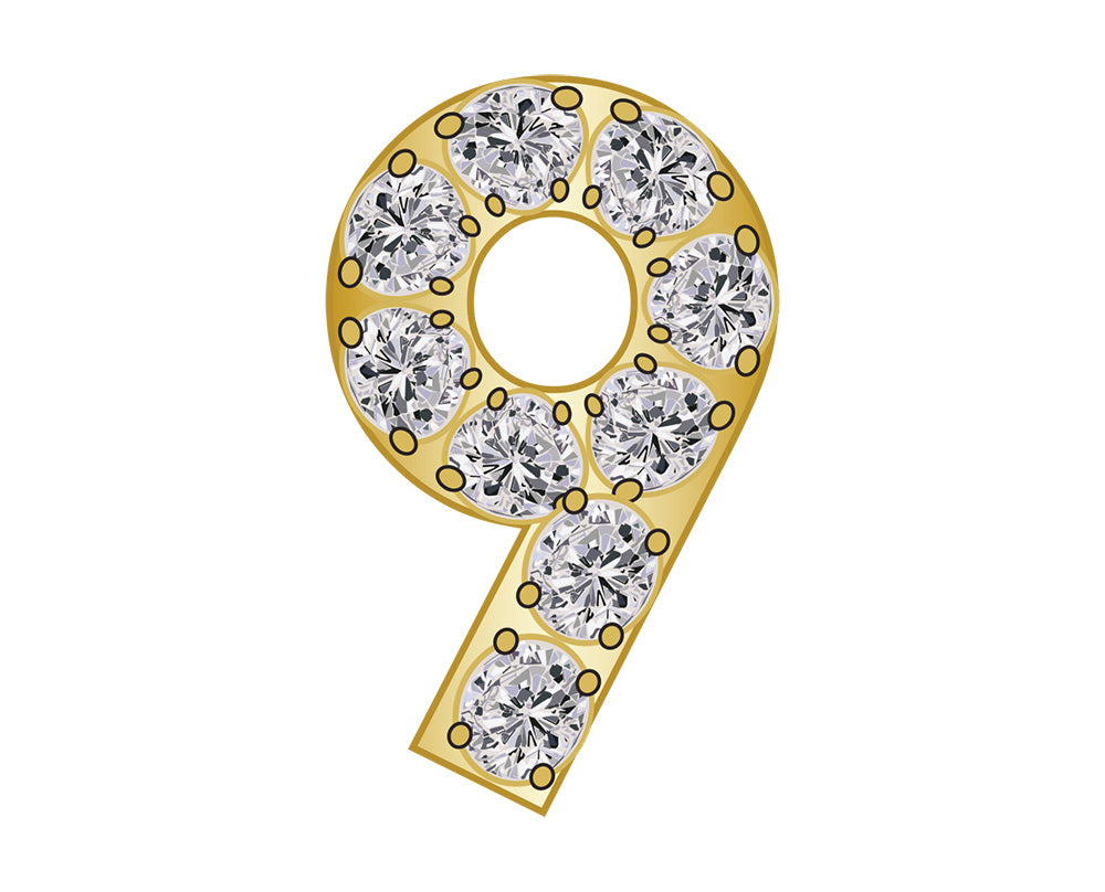 Pavé Number Icon - 9