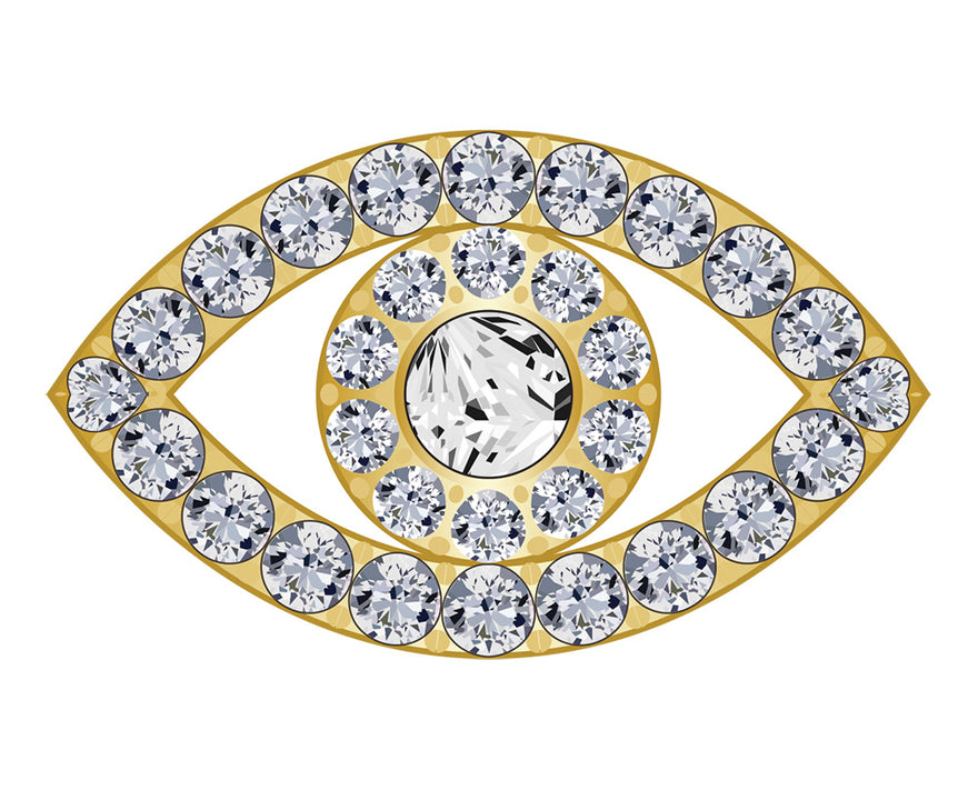 Mini Evil Eye Icon - Clear/Gold