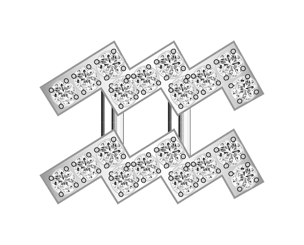 Aquarius Mini Zodiac Icon - Pavé/Silver