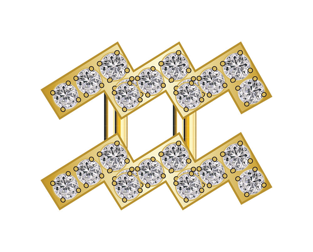 Aquarius Mini Zodiac Icon - Pavé/Gold