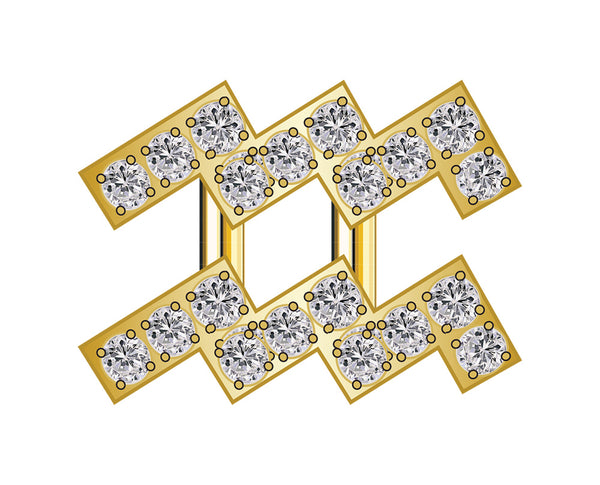 Aquarius Mini Zodiac Icon - Pavé/Gold