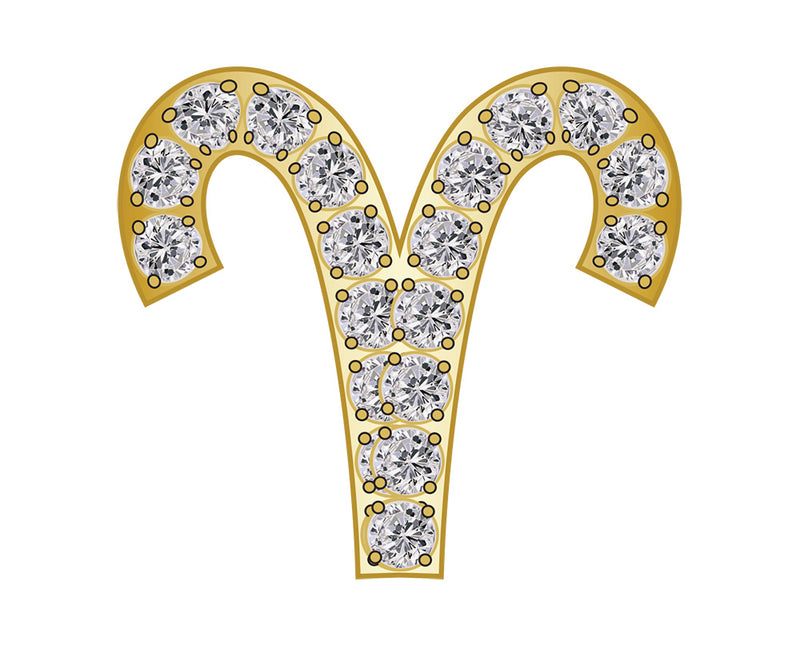 Aries Mini Zodiac  Icon - Pavé/Gold