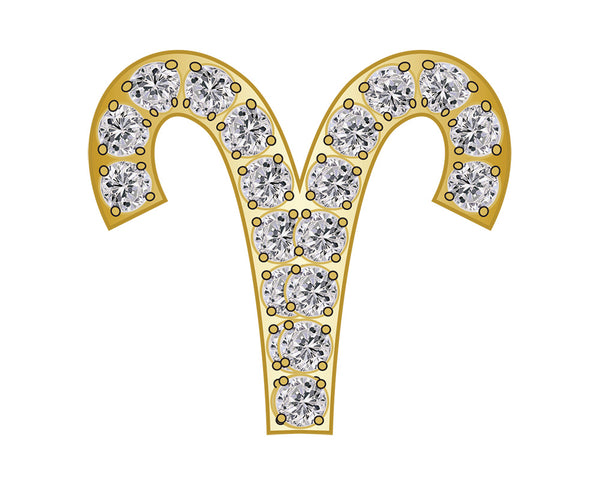 Aries Mini Zodiac  Icon - Pavé/Gold