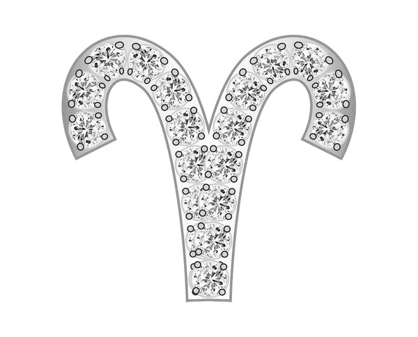 Aries Mini Zodiac Icon - Pavé/Silver