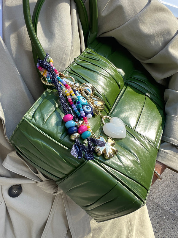 Braided Bandana Bag Charm - Navy