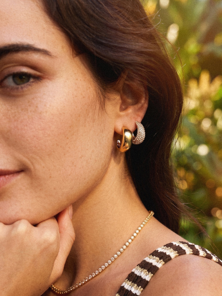 Bay Waterproof Earring Set - Gold/Pavé