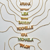 14K Gold Birthstone Custom Nameplate Necklace - Garnet