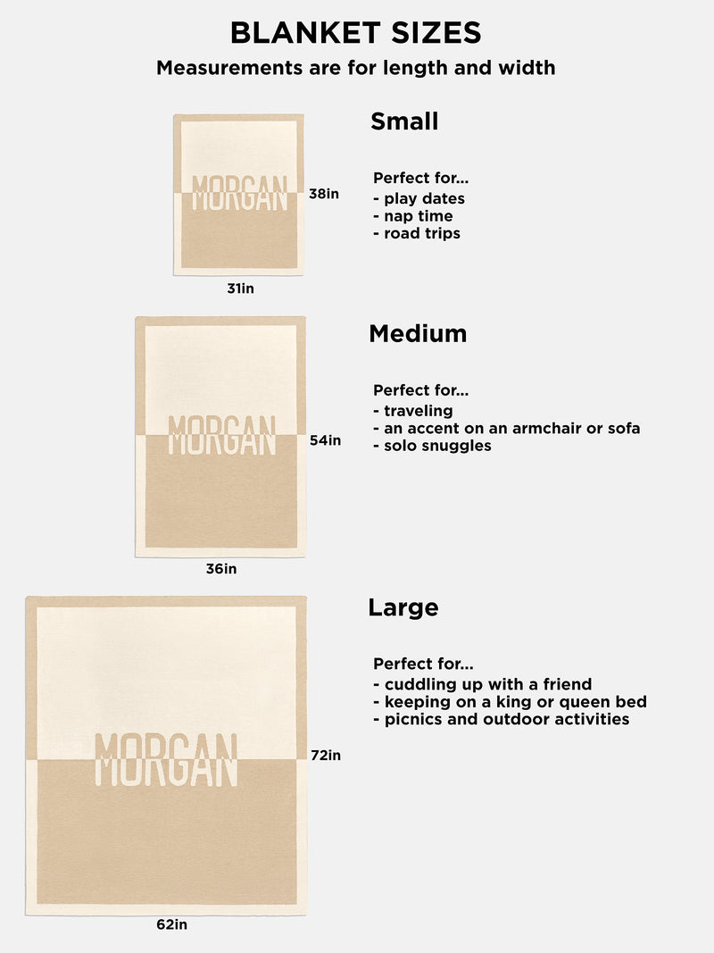 BaubleBar Spell It Out Custom Blanket - Tan/Black - 
    Custom, machine washable blanket in two sizes
  
