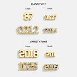 14K Gold Varsity Font Custom Number Bracelet - Varsity Font Numbers