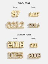 BaubleBar 18K Gold Varsity Font Custom Number Bracelet - Varsity Font Numbers - 
    18K Gold Plated Sterling Silver, Cubic Zirconia stones - available in 2 fonts
  
