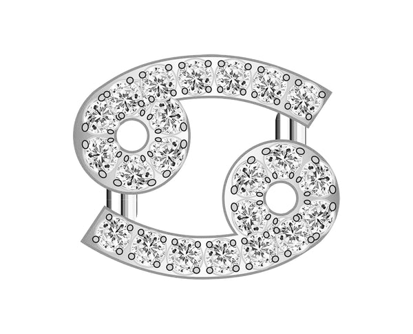Cancer Mini Zodiac Icon - Pavé/Silver