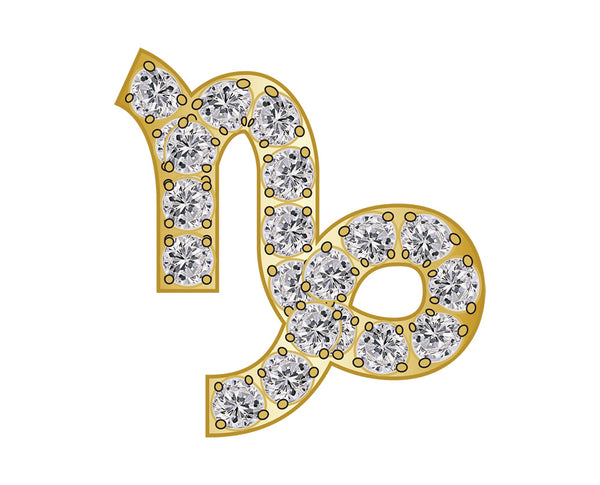 Capricorn Mini Zodiac Icon - Pavé/Gold