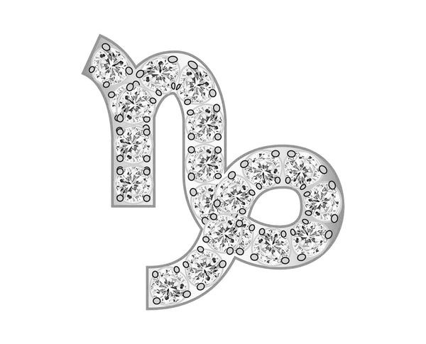 Capricorn Mini Zodiac Icon - Pavé/Silver