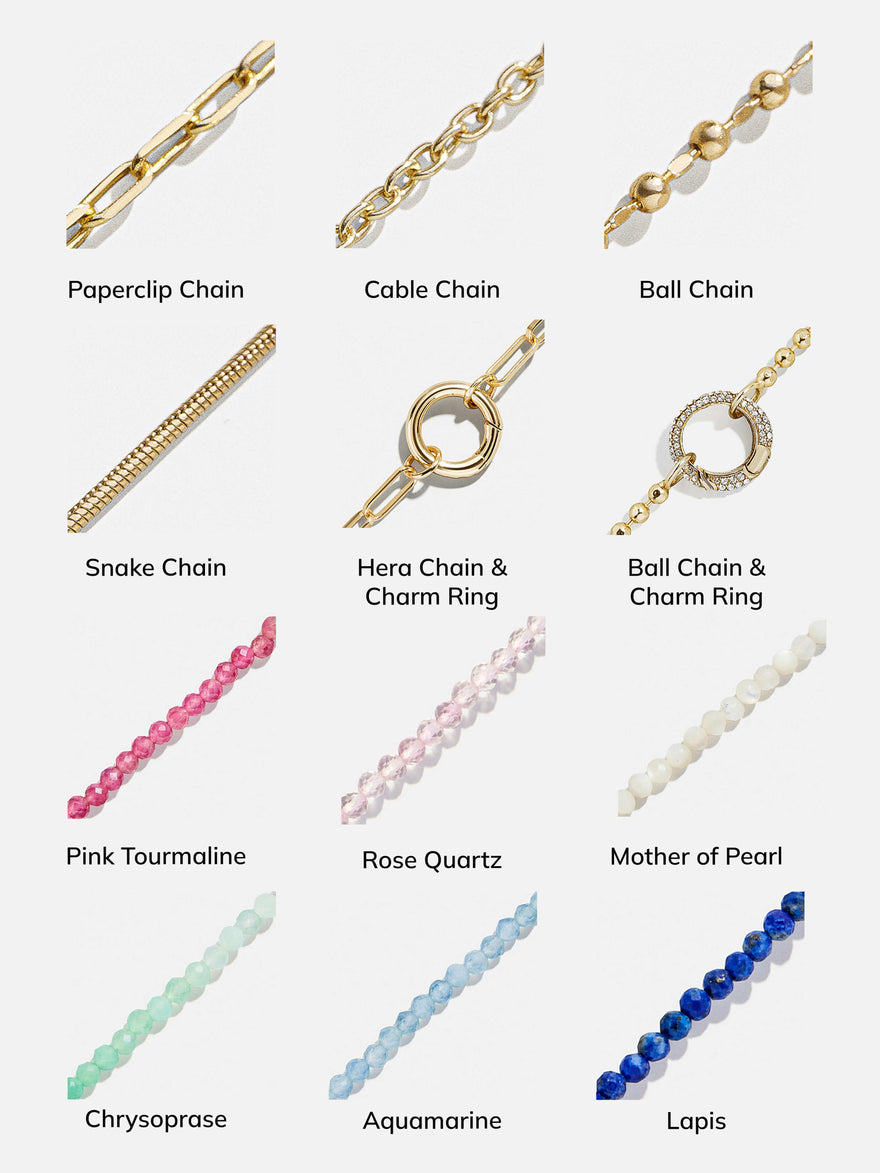Cluster Charm Necklace Chain - Gold Paperclip Chain