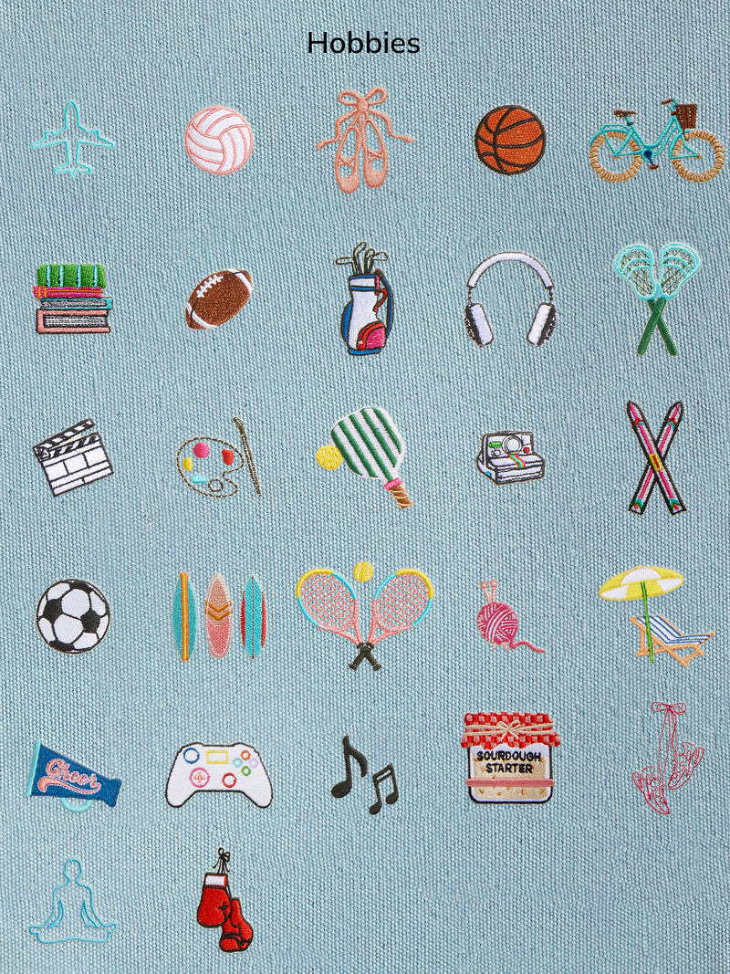 BaubleBar Light Denim - 
    Hand select 6 icons to personalize your tote
  
