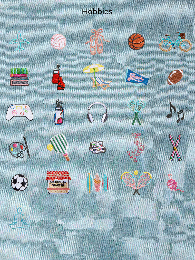 BaubleBar Light Denim - 
    Hand select 6 icons to personalize your tote
  

