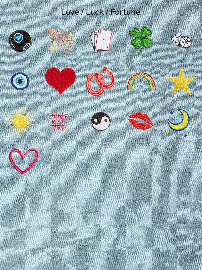 BaubleBar Light Denim - 
    Hand select 6 icons to personalize your tote
  
