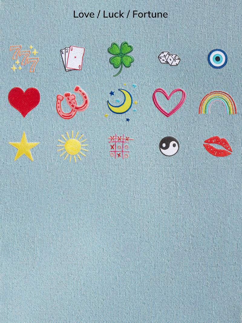 BaubleBar Light Denim - 
    Hand select 6 icons to personalize your tote
  
