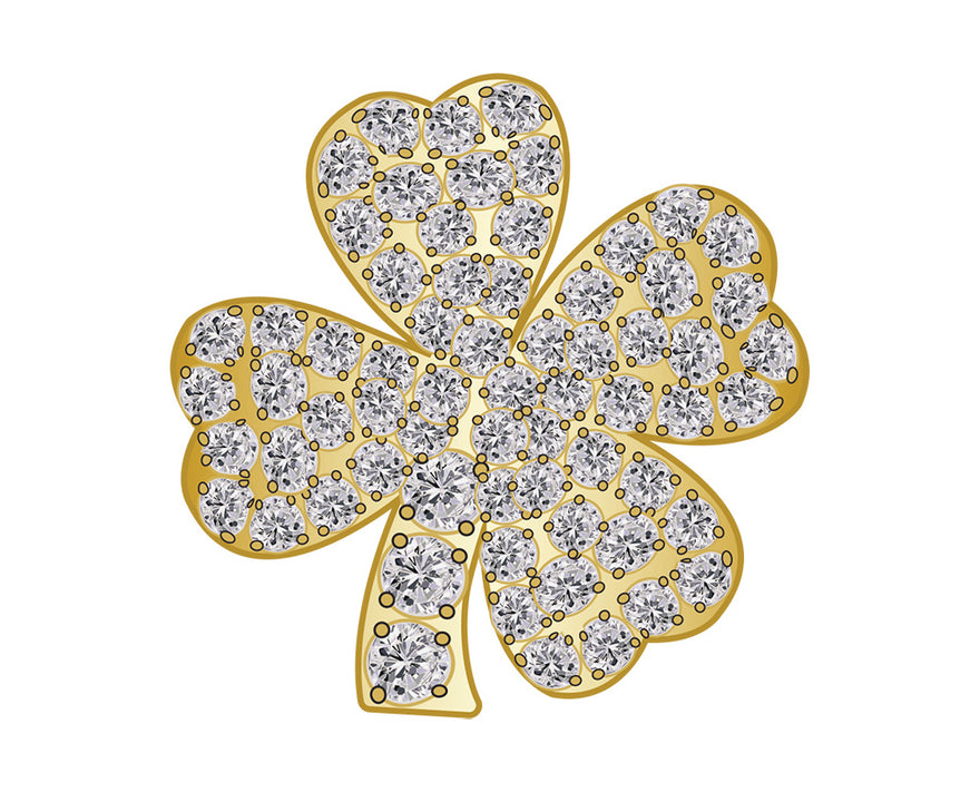 Mini Clover Icon - Clear/Gold