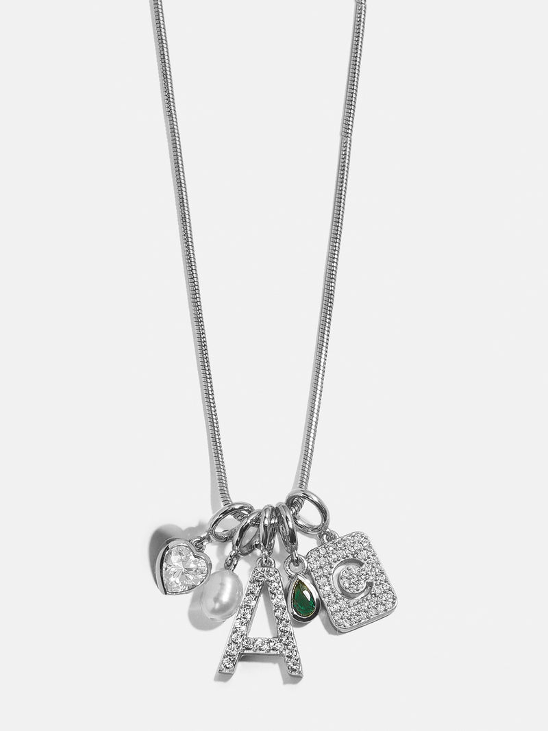 Silver Block Accessory Silver Block Pave Cluster Charm - N – Create your own charm necklace ...