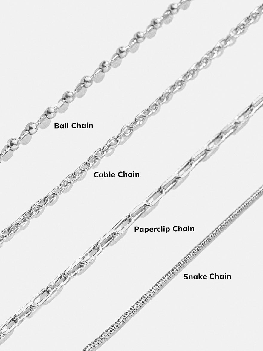 Cluster Charm Necklace Chain - Silver Paperclip Chain