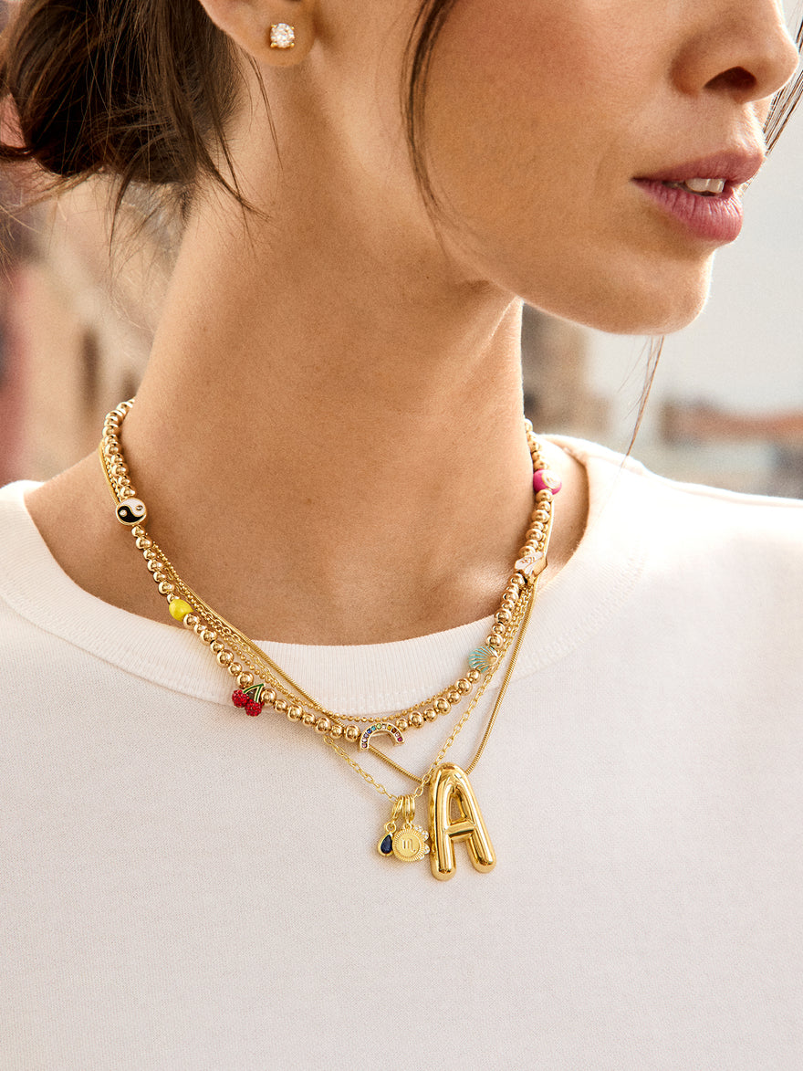 Cluster Charm Necklace Chain - Gold Cable Chain