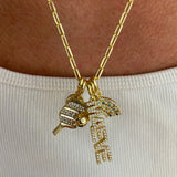 Block Custom Nameplate Charm - Gold/Pavé