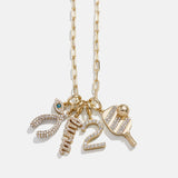 Script Custom Nameplate Charm - Gold/Pavé