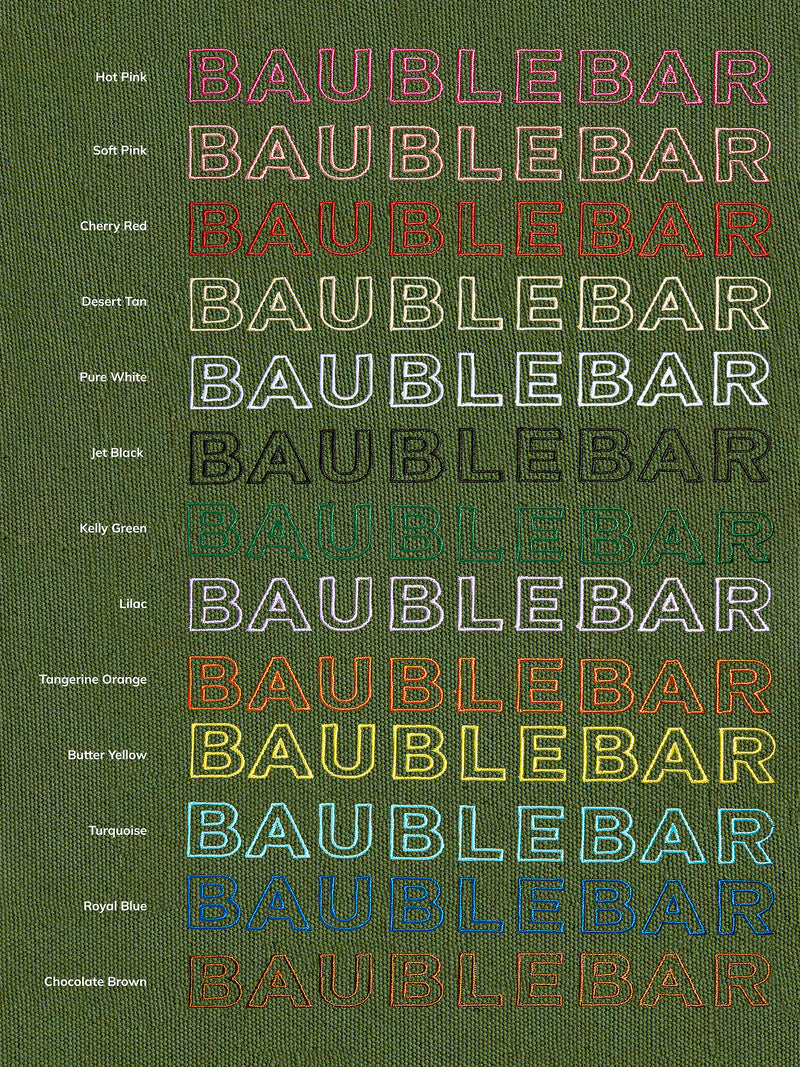 BaubleBar Custom Alpha Tote - Olive Green - 
    Personalized canvas tote bag with custom embroidered initials 
  
