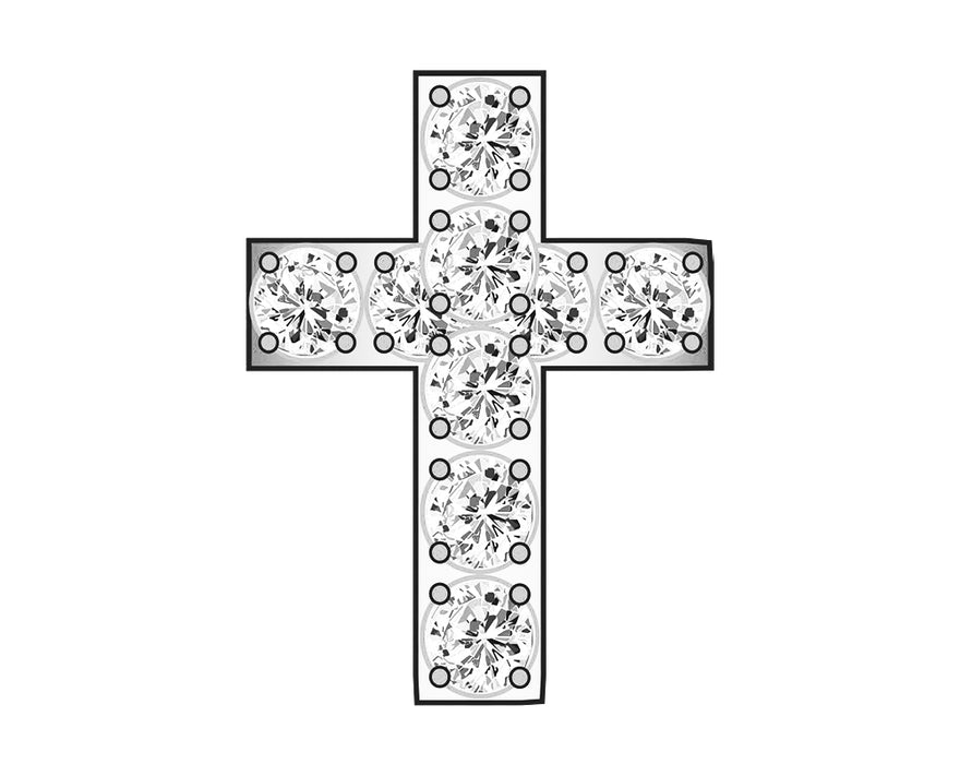 Mini Cross Icon - Clear/Silver