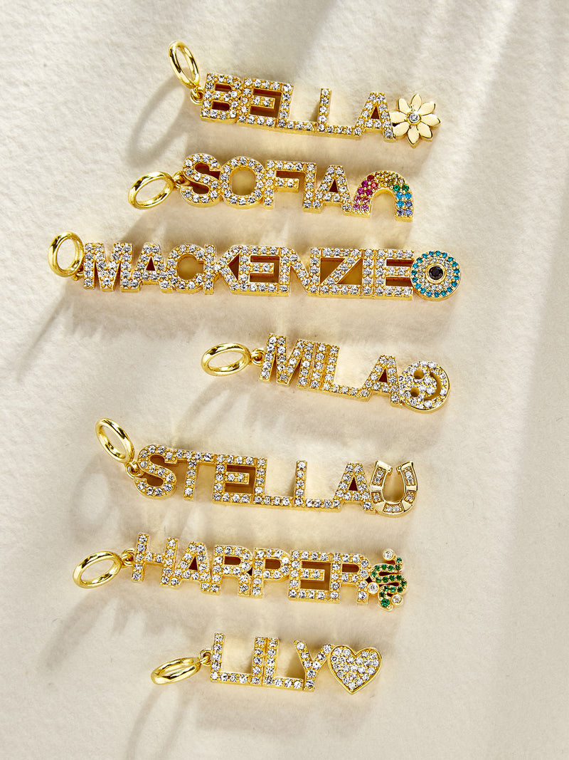 BaubleBar Custom Motif Block Nameplate Charm - Gold/Pavé - 
    Create your own cluster charm necklace
  
