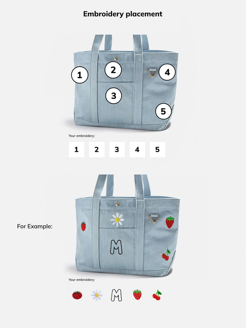 BaubleBar Light Denim - 
    Hand select 5 icons to personalize your tote
  
