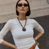 Washed Ashore Seashell Pendant Necklace - Deep Brown