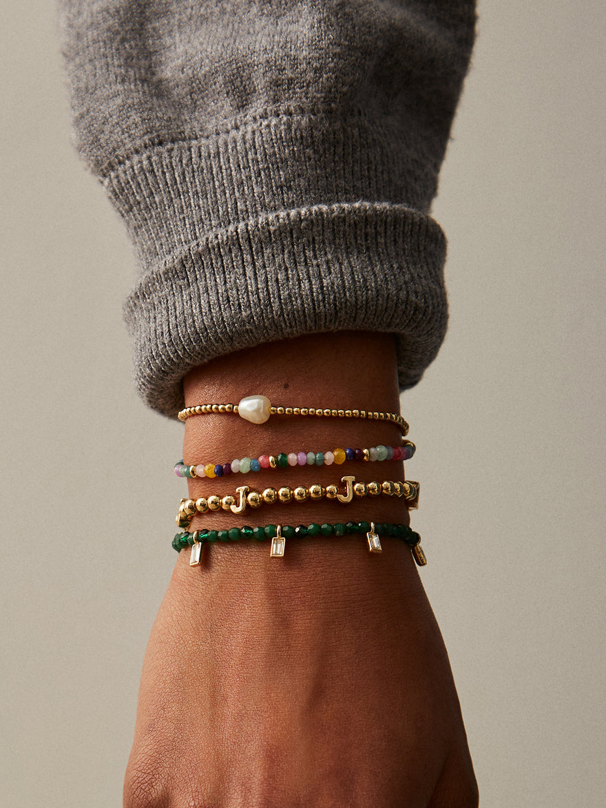 Crystal Beaded Bracelet - Malachite