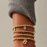 Gold/Pavé Dangle Charm Initial Pisa Bracelet - Gold/Pavé