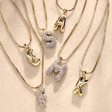 Gwen Mini Bubble Initial Necklace - Gold